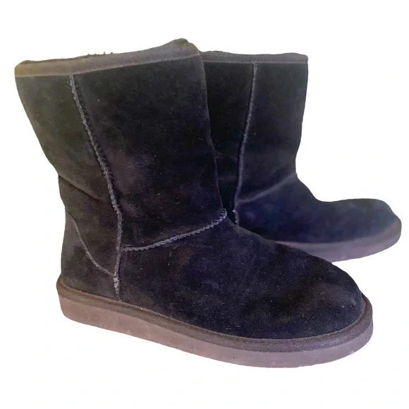 Koolaburra Ugg Women’s Boots 6 Ankle Black Suede Faux Fur Shearling Booties - Picture 1 of 6